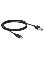 USB2.0-cable Easy A-MicroB: 1m, black , Beide Stecker beidseitig einsteckbar