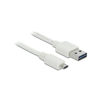 USB2.0-Kabel Easy A-MicroB: 0.2m, weiss, Beide Stecker beidseitig einsteckbar