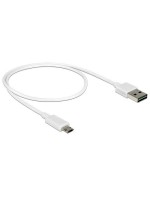 USB2.0-Kabel Easy A-MicroB: 0.5m, weiss, Beide Stecker beidseitig einsteckbar