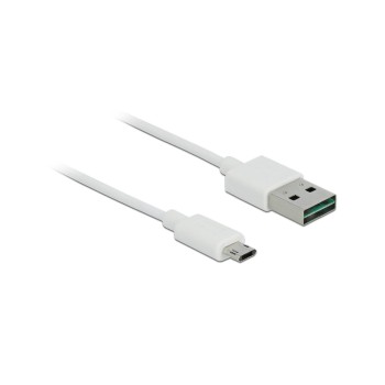 USB2.0-Kabel Easy A-MicroB: 1m, weiss, Beide Stecker beidseitig einsteckbar