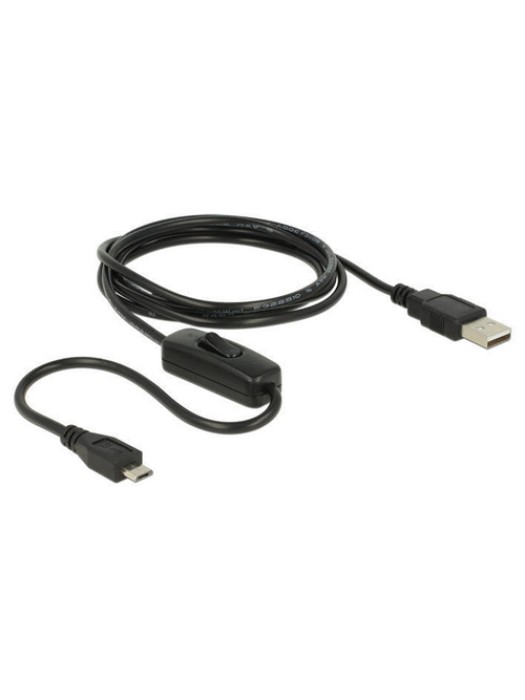 Delock Câble électrique USB 2.0 avec interrupteur USB A - Micro-USB B 1.5 m