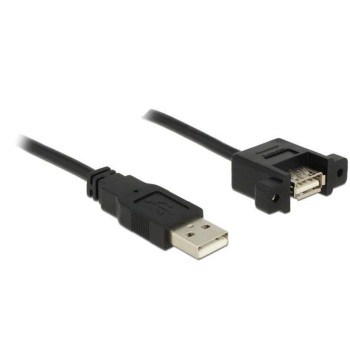 USB2.0-Kabel A-A: 1m, zum einseitig Einbau, Stecker-Buchse, mit Schrauben