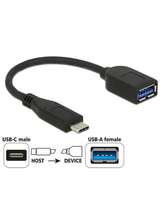 Delock USB3.1 Adapter A-Buchse-TypC Stecker, 0.1m,10Gbps, Gen2, schwarz