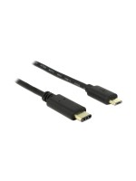 USB2.0-cable TypC-MicroB: 2m, black , max. 480Mbps, Typ-C, for MicroB Endgerät