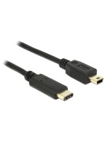 USB2.0-cable TypC-MiniB: 2m, black , max. 480Mbps, Typ-C, for Mini-B Endgerät