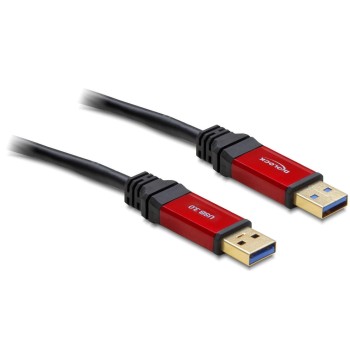 USB3.0 Kabel, A-Stecker zu A-Stecker, 1m, schwarz, roter Metallstecker, Premium
