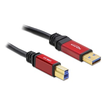 USB3.0 Kabel, A-Stecker zu B-Stecker, 1m, schwarz, roter Metallstecker, Premium