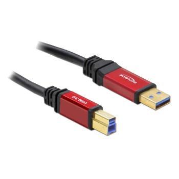 USB3.0 Kabel, A-Stecker zu B-Stecker, 2m, schwarz, roter Metallstecker, Premium
