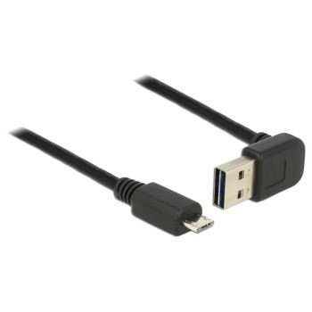 USB2.0-Kabel Easy A-MicroB: 5m, schwarz, A Stecker nach oben oder unten gewinkelt