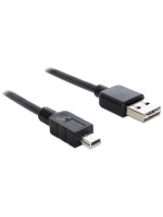 USB2.0-cable Easy A-MiniB: 0.5m, black , A Stecker beidseitig einsteckbar