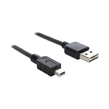 USB2.0-Kabel Easy A-MiniB: 0.5m, schwarz, A Stecker beidseitig einsteckbar