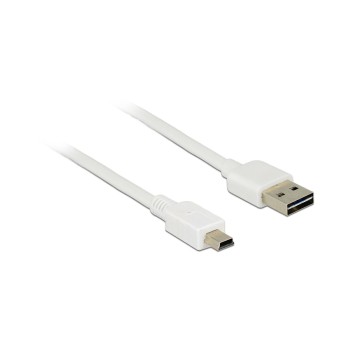 USB2.0-Kabel Easy A-MiniB: 3m, weiss, A Stecker beidseitig einsteckbar