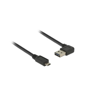 USB2.0-Kabel Easy A-MicroB: 0.5m, schwarz, A Stecker nach links oder rechts gewinkelt