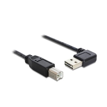 USB2.0-Kabel Easy A-B: 0.5m, schwarz, A Stecker nach links oder rechts gewinkelt