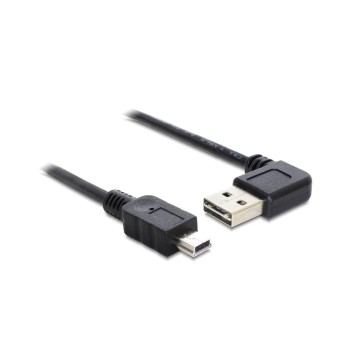 USB2.0-Kabel Easy A-MiniB: 0.5m, schwarz, A Stecker nach links oder rechts gewinkelt