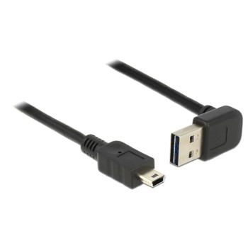 USB2.0-Kabel Easy A-MiniB: 0.5m, schwarz, A Stecker nach oben oder unten gewinkelt