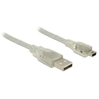 Delock USB2.0-Kabel A-MiniB: 0.5m, transparent