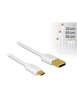 USB2.0-cable A-MicroB 3-Set, 30,60,90cm, max. 480Mbps, Typ-C, white