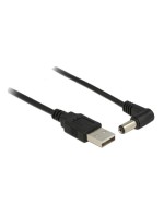 USB2.0-Stromcable A-5VOLT, 1.5m, black , Hohlstecker 5.5mm/2.1mm gewinkelt