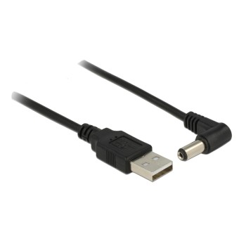 USB2.0-Stromkabel A-5VOLT, 1.5m, schwarz, Hohlstecker 5.5mm/2.1mm gewinkelt USB2.0-Stromkabel A-5VOLT, 1.5m, schwarz, Hohlstecker 5.5mm/2.1mm gewinkelt
