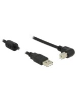 USB2.0-cable A-B: 50cm, black , USB-B Seite 90°gewinkelt