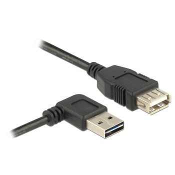 USB2.0-Kabel Easy A-A: 3m, schwarz, A Stecker nach links oder rechts gewinkelt