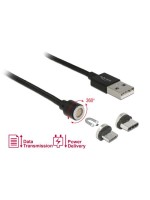 Delock Câble USB magnétique 2in1 USB A - Micro-USB B/USB C 1.1 m