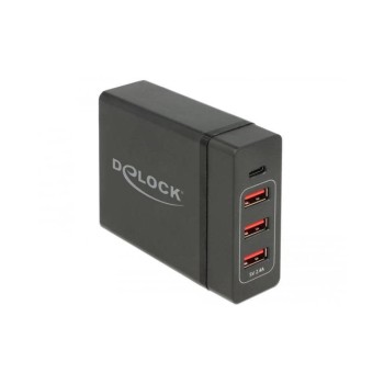 Delock Ladegerät 1x USB-C PD+3x USB-A, Schwarz Delock Ladegerät 1x USB-C PD+3x USB-A, Schwarz