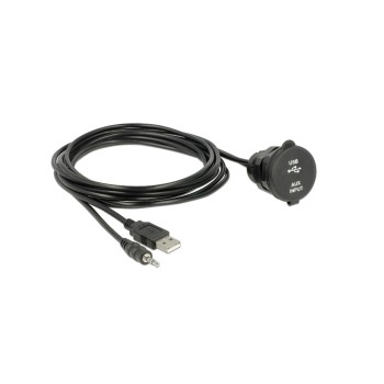 Delock USB Kabel, Einbaubuchsen, Klinken, USB Type-A, 4 Pin Klinken, Verschlussdeckel