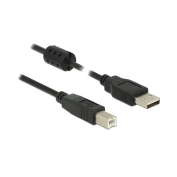 USB2.0-Kabel A-B: 5m, mit Ferritkern, schwarz