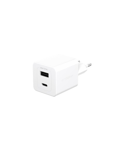 emPower by PanzerGlass Chargeur mural USB Turbo 35 W incl. USB-C + USB-A Argent Blanc