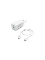 Hama Chargeur Mini, 2x USB-C, PD/QC, 35W, 1 m, blanc