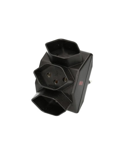 Abzweigstecker / Steckertyp: Typ 12, Steckdosen 3x Typ 13 black 