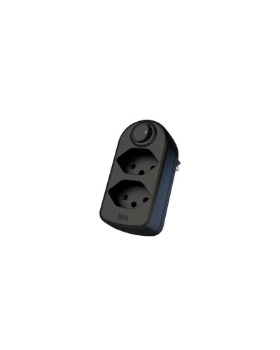 Max Hauri Connecteur multiple maxADAPT 2 x T13 avec interrupteur, Noir