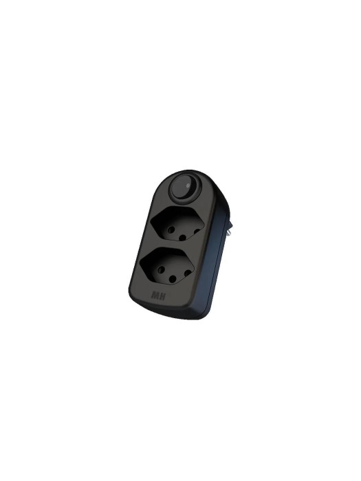 Max Hauri Connecteur multiple maxADAPT 2 x T13 avec interrupteur, Noir