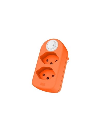Mehrfachstecker maxADAPT 2xT13, drehbar, Berührungsschutz, with Schalter, fl-orange