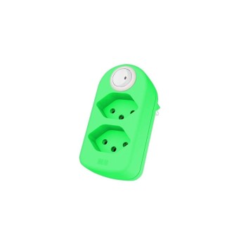 Mehrfachstecker maxADAPT 2xT13, drehbar, Berührungsschutz, mit Schalter fl-grün Mehrfachstecker maxADAPT 2xT13, drehbar, Berührungsschutz, mit Schalter fl-grün