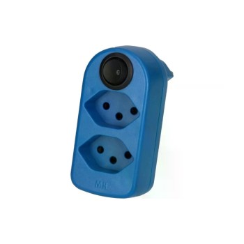 Mehrfachstecker maxADAPT 2xT13, drehbar, Berührungsschutz, mit Schalter blau Mehrfachstecker maxADAPT 2xT13, drehbar, Berührungsschutz, mit Schalter blau