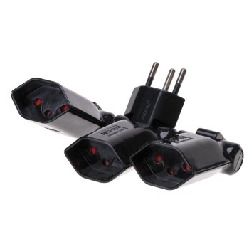 Abzweigstecker Clip-Clap 3xTyp13, schwarz, einzeln klappbar 180° (vertikal)