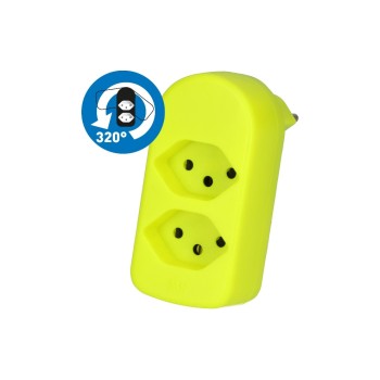 Max Hauri Abzweigstecker maxADAPTturn, 2xT13, fl-gelb, drehbar Max Hauri Abzweigstecker maxADAPTturn, 2xT13, fl-gelb, drehbar