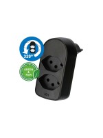 Abzweigstecker maxADAPT 2xT13, drehbar, drehbar 320°, black , Green & Fair