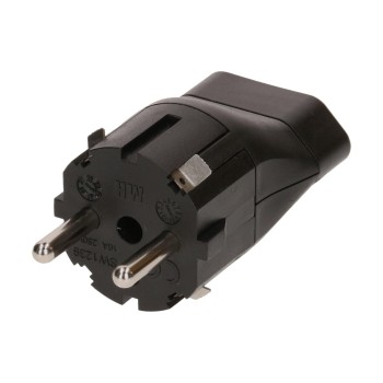 Adapter 2-Pol Schweiz T21 auf Schuko, black , 250V, 16A