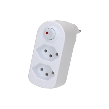 Abzweigstecker ADAPT 2xT13, drehbar, with Schalter,320°, white, Green+Fair