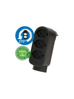 Abzweigstecker ADAPT 3+1x Typ 13, schwarz drehbar Green+Fair