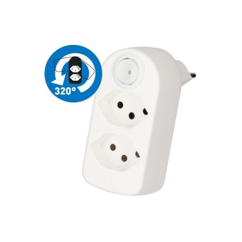Max Hauri Connecteur multiple ADAPT 2x type 13 blanc rotatif Interrupteur Max Hauri Connecteur multiple ADAPT 2x type 13 blanc rotatif Interrupteur