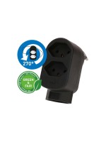 Abzweigstecker ADAPT 2+1x Typ 13, schwarz drehbar Green+Fair