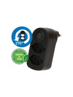 Abzweigstecker ADAPT 2x Typ 13 sw, drehbar Schalter Green+Fair