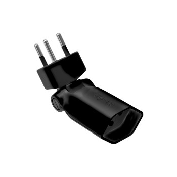 Abzweigstecker Clip-Clap 1xTyp13, schwarz, klappbar 180° V, 130° H, Kinderschutz