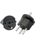 Fixed adapter 3-pole German to plug CH T12, black, CEE7 to T12
