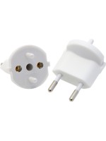 Fixed adapter 2 pole Germany (Schuko) to Swiss plug T11, white, CEE7 to T11, white